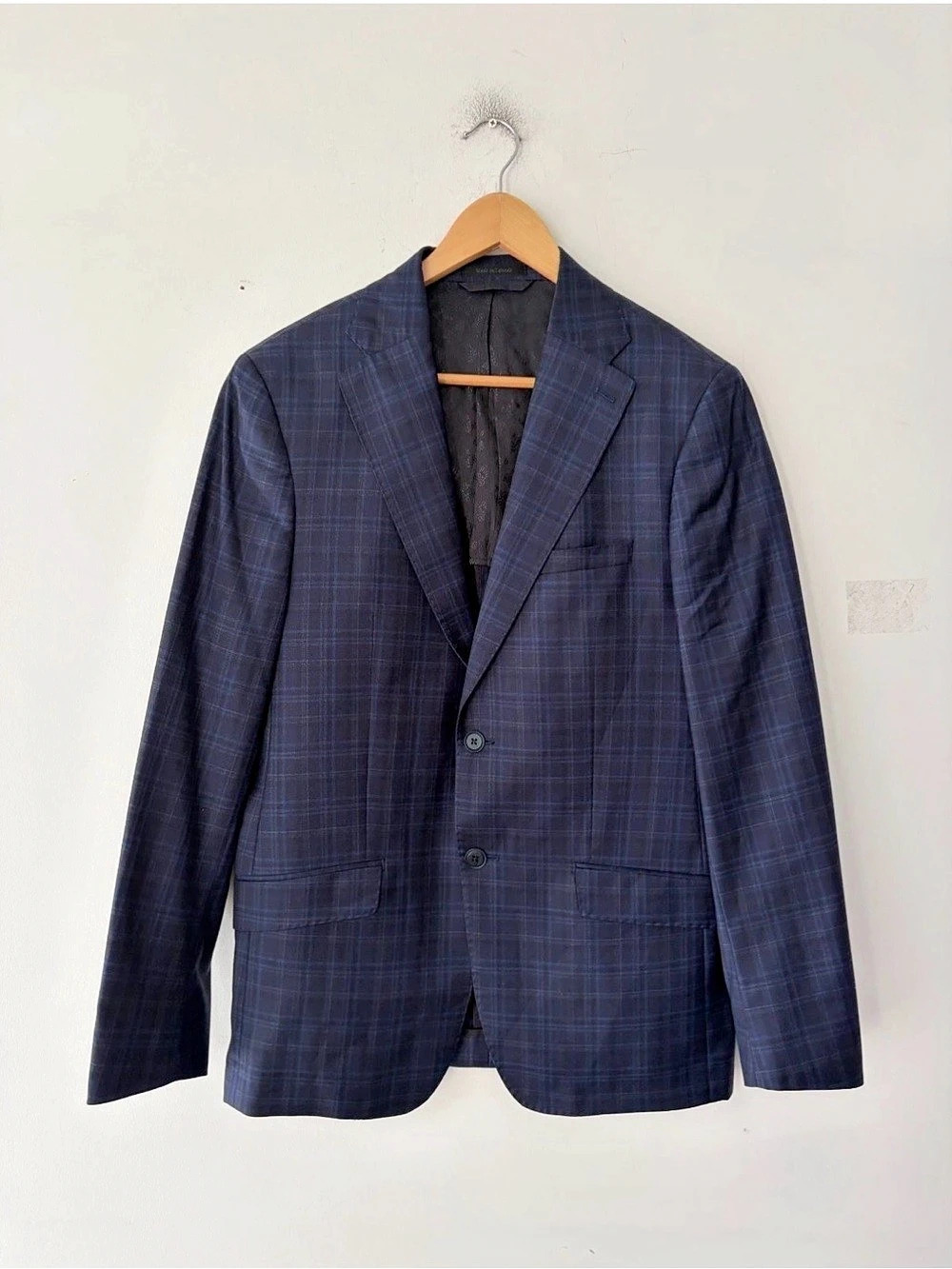 Psycho Bunny Men's Plaid Wool Sport Coat in Blue Like